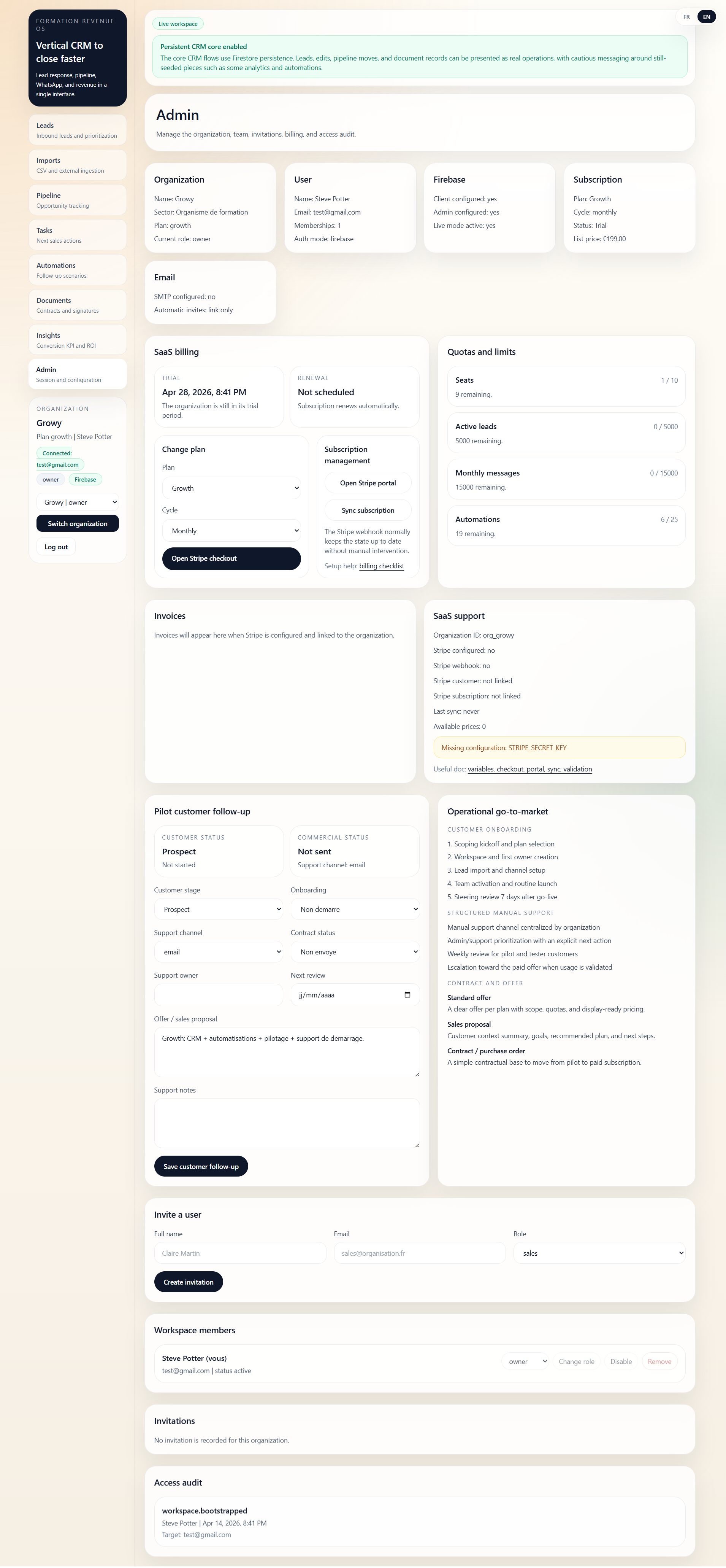 CRM - administration